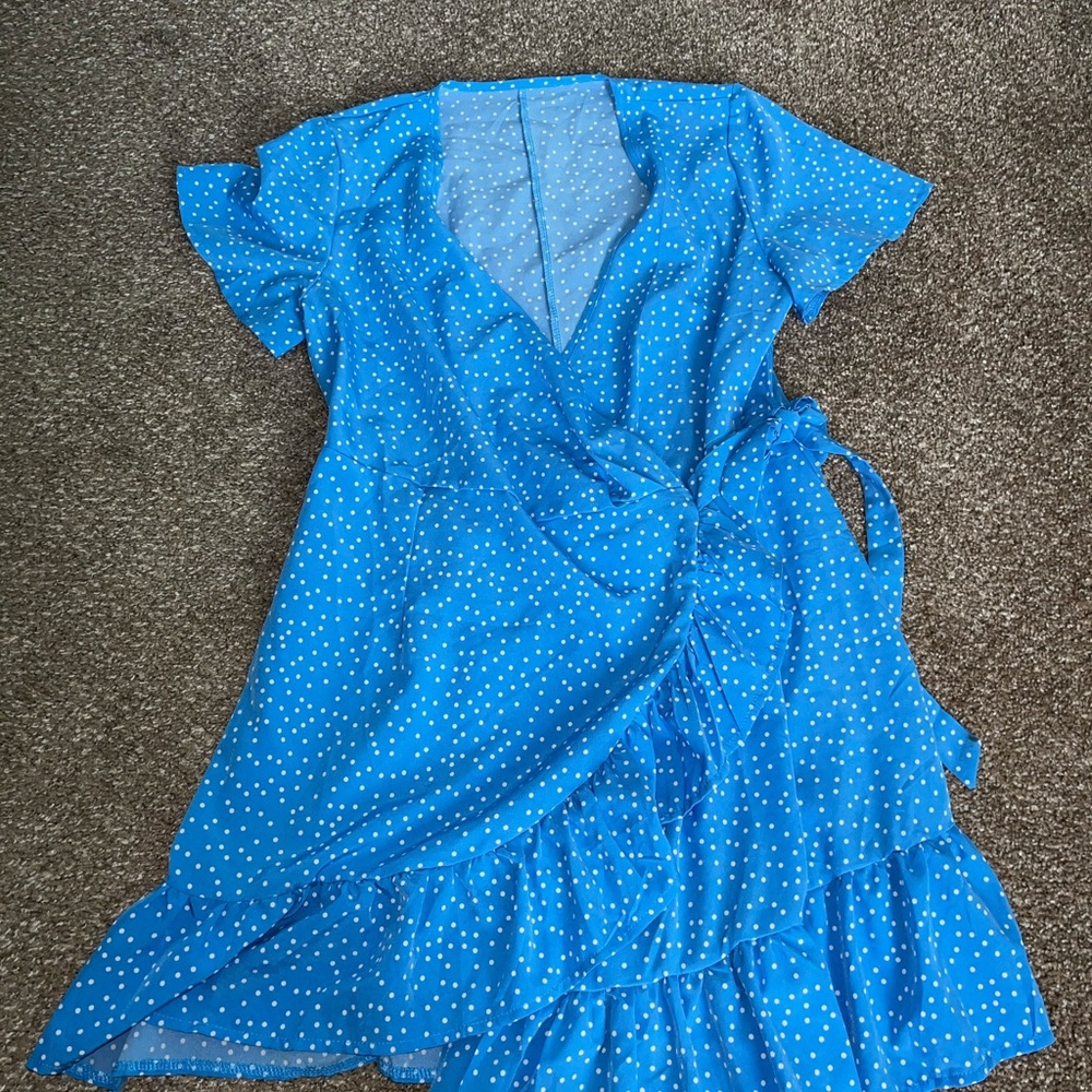 Blue dotted Flowy Dress
